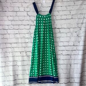 Mud Pie Women’s Halter Style High Neck Mini Sleeveless Dress Green Navy Size Med